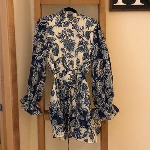 Blue and white dress